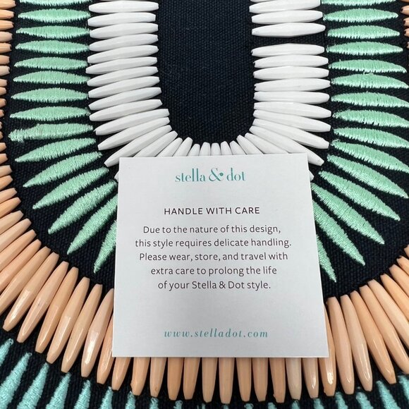 Stella & Dot Purse Beaded Embroidered Clutch Handbag Half Circle Dark Navy - Picture 3 of 8